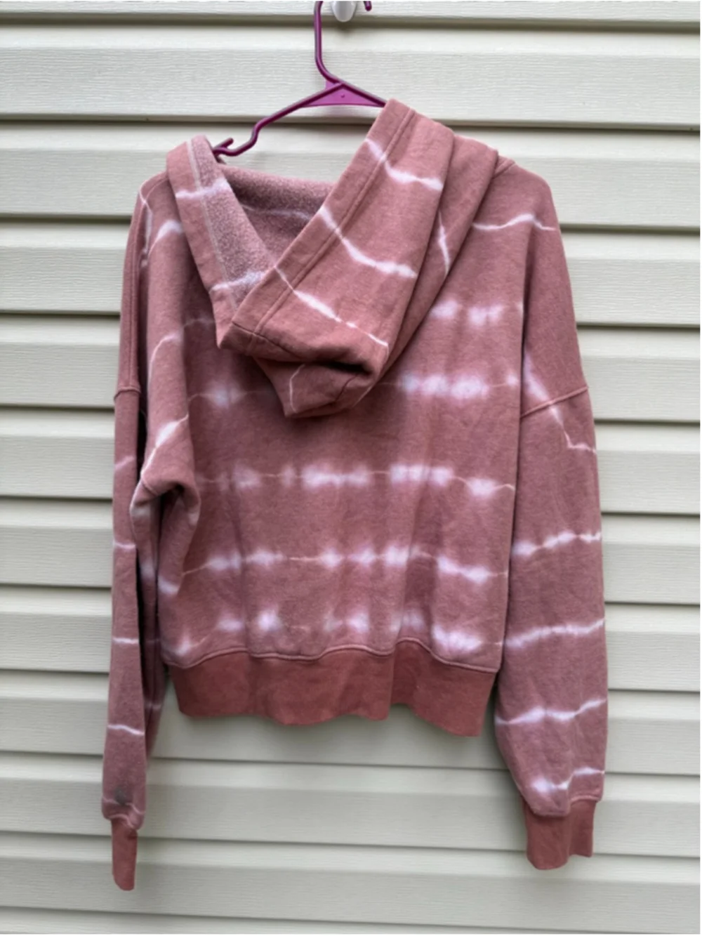 Free People Movement Lace Up Tie Dye Hoodie Pink White Medium